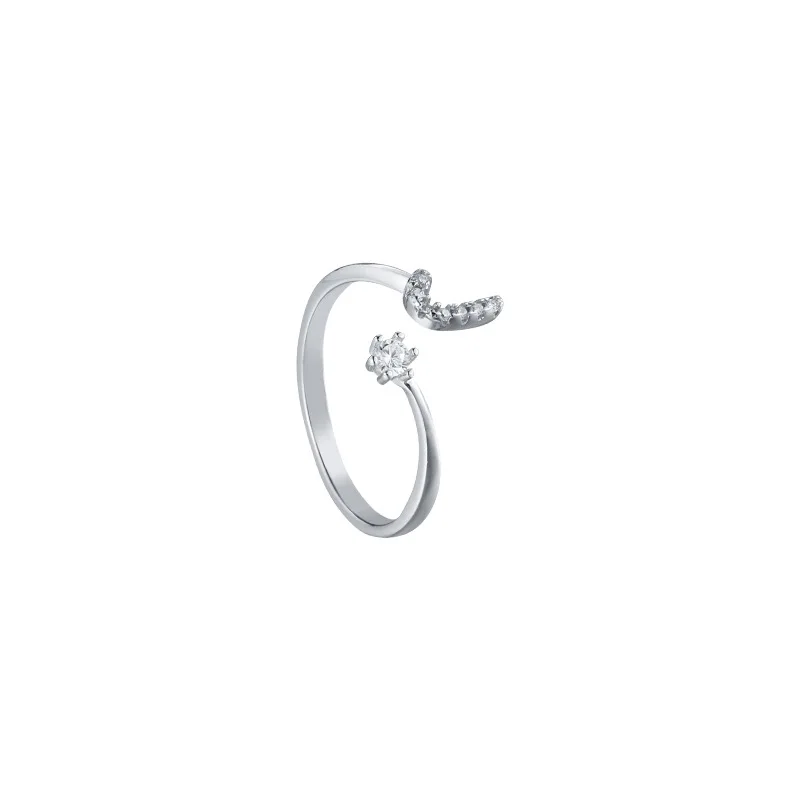 Women's Adjustable Initial Ring with Cubic Zirconia, Stackable Gift