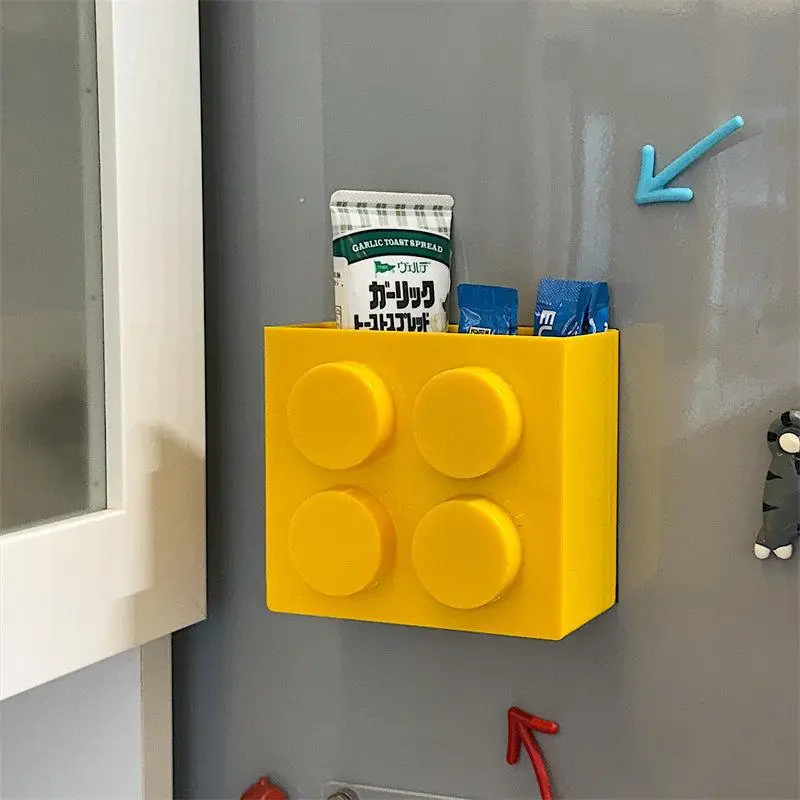 【B】Narrow-Edge Kitchen Straw Cling Film Storage Box Magnetic Wall-Mounted Refrigerator Side Storage Rack