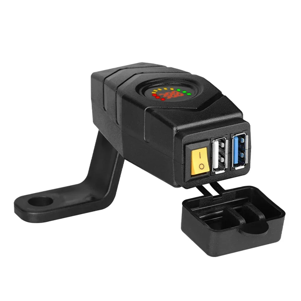 USB E-Bike Handlebar Charger, Carregador de carro preto, 20-80V, 24V, 36V, 48V, 60V, QC3.0 Quick Charger, Acessórios Adaptador