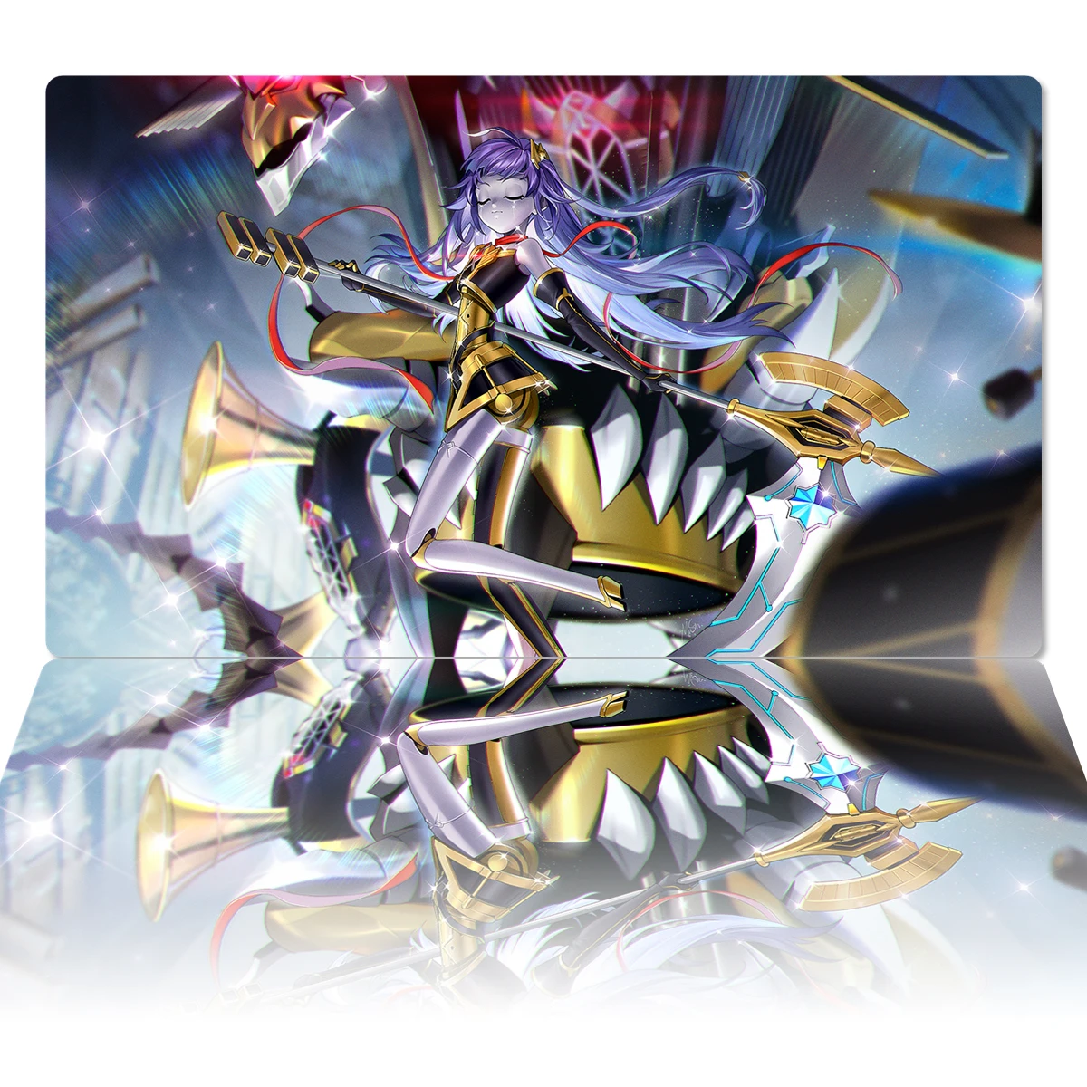 YuGiOh Playmat Galatea, The Orcust Automaton TCG CCG Board Game Card Game Mat Anime Mouse Pad Rubber Desk Mat with Zone Free Bag