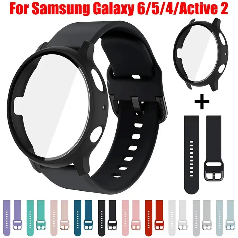 2 in 1 Strap+Case for Samsung Galaxy Watch Active 2 Bracelet 20mm Band for Galaxy Watch 4/5/6 40mm 44mm Screen Protective Cover