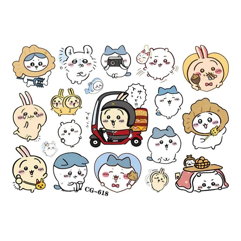 Chiikawa Series Color Tattoo Dopamine Hachiware Usagi Tattoo Sticker Collarbone Arm Sweet Cool Sexy Waterproof Tattoo Sticker