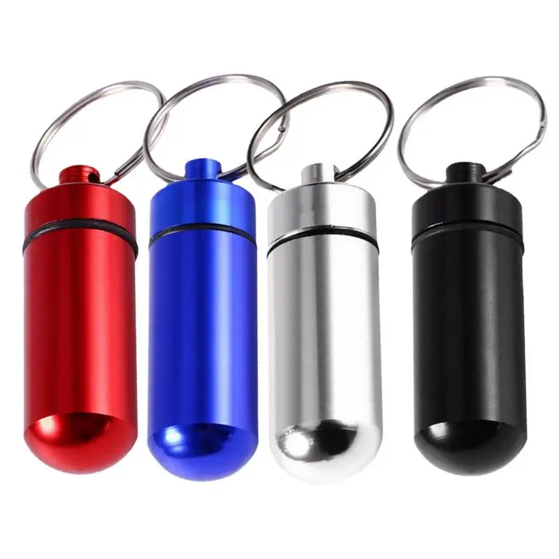 Portable Mini Travel Pill Medicine Box Case Waterproof Container Keychain Capsule Bottle Key Ring Chain First Aid Medicine Box