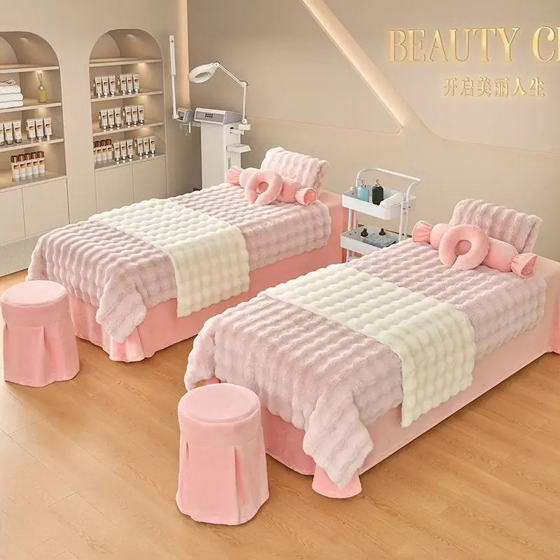 Imagem -03 - Bolha Conjuntos de Cama para Salão de Beleza Soft Bed Cover Spa Bedskirt Dulvet Cover Fronha Stool Cover Pcs Forma de