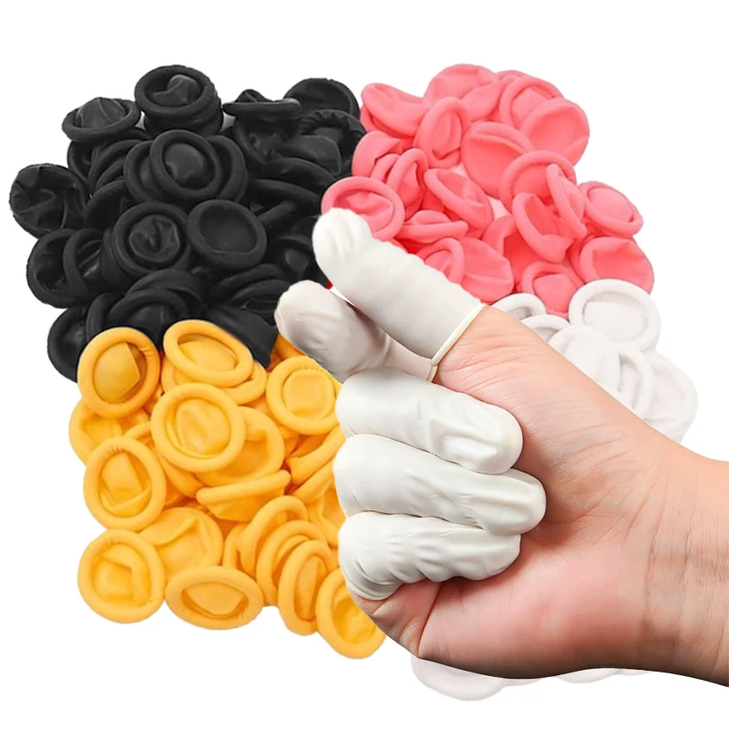 100/300PCS Multi-color Disposable Latex Finger Cot Disposable Rolled Edge Finger Cot Beauty Hairdressing Massage Tattoo Tools