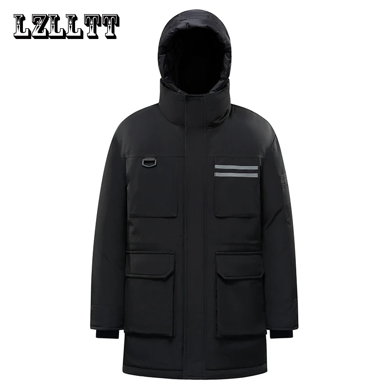 Men Winter Long Warm Thick Fleece Hat Parkas Down Jackets Parkas Coat Mens Autumn Outwear Outfits Classic Waterproof Parkas Men