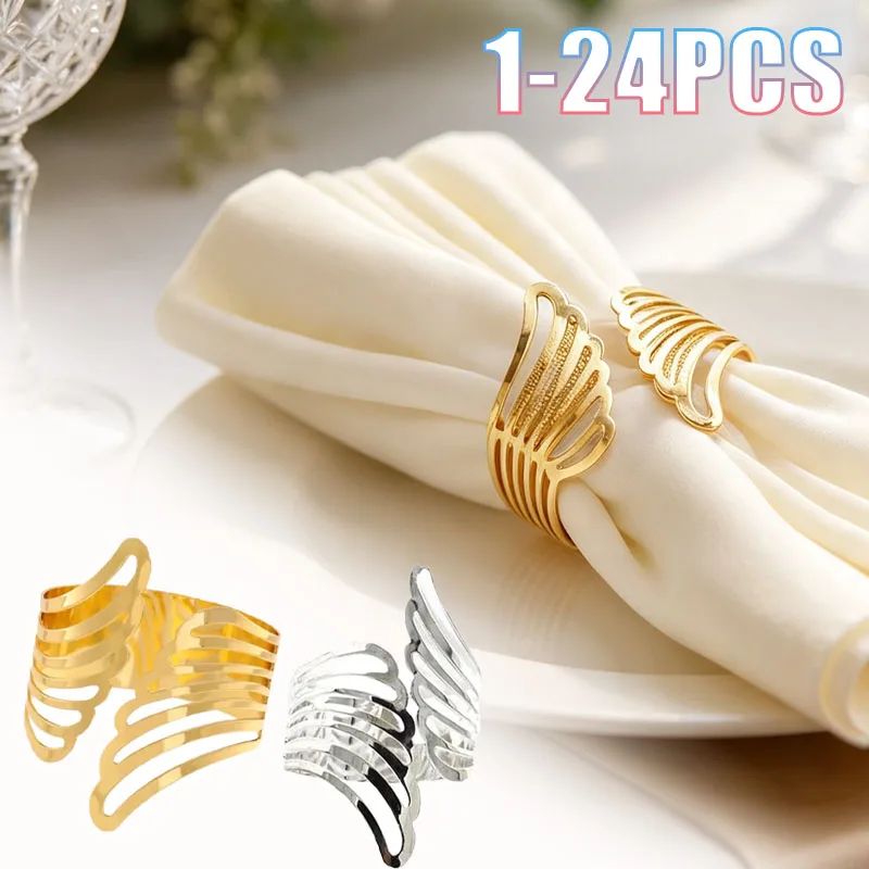 1-24PCS Napkin Rings Luxurious Sparkling Strong Robust Table Setting for Hotel Wedding Banquet Restaurant Gathering Dinner
