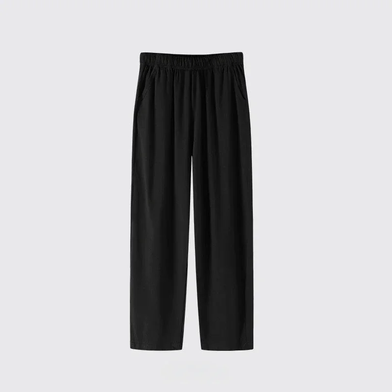 Pajama Pants Male Thin Fallow Straight-leg Pants Elastic Band Spring and Autumn Loose Movement Summertime New Style Pure Cotton