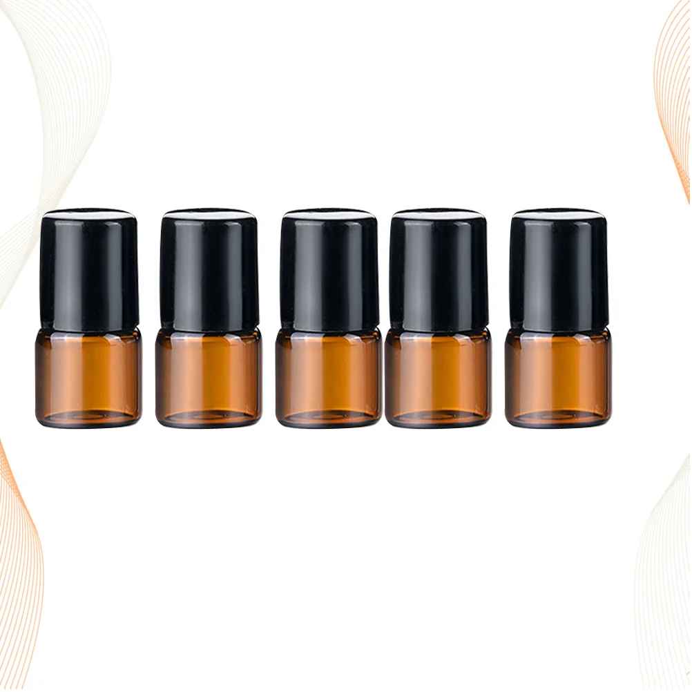 ขวดลูกกลิ้งน้ำมันหอมระเหยขนาด 1 มล. 5 ชิ้น ขวดแก้วทนทาน พกพาสะดวก เติมได้ ขนาดพกพา ลูกกลิ้งเหล็กเรียบ ป้องกันการรั่วซึม