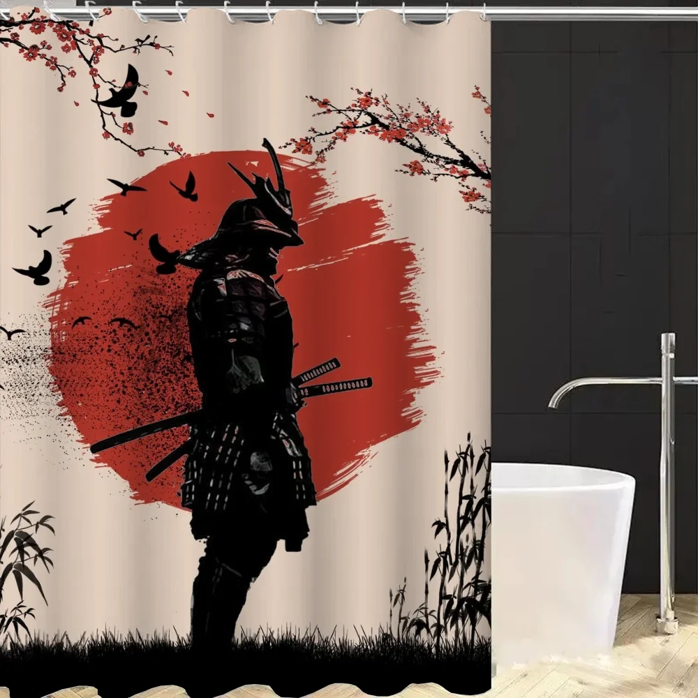 Japanese Samurai Curtains in the Bathroom Shower Curtain Waterproof Accessories Bath Bedrooms Home Fabric Shade Opaque Products