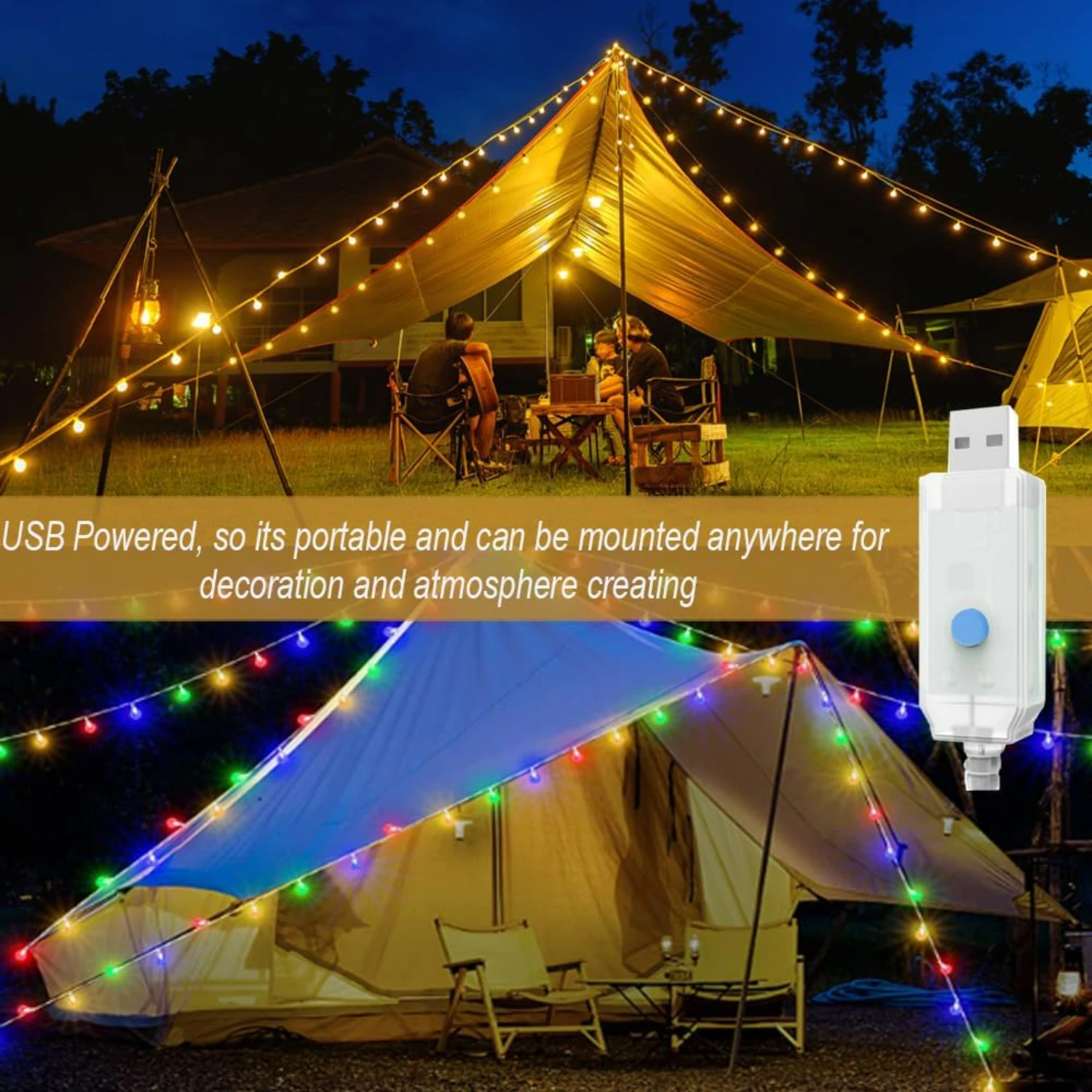 

Warm White to Multicolor Color Changing 40ft Globe String Lights Indoor with Remote Control - 80 LEDs Hanging Lights for Bedroom