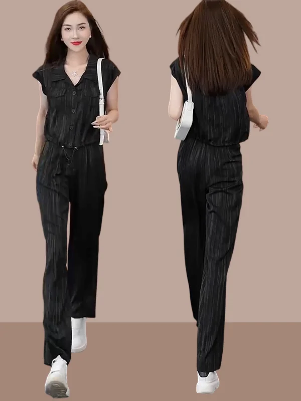 Stylish Slimming Summer Outfit Set for Women 2026 New Fashionable  Shirt And Pants Long Sleeve Button up Casual Wear