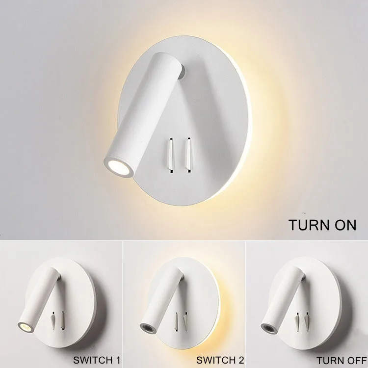 Imagem -03 - Led Reading Wall Lamp com Interruptor Carregamento Usb Quarto Ajustável Cabeceira Backlight Cabeceira Sconce Wall Light Luminária 220v