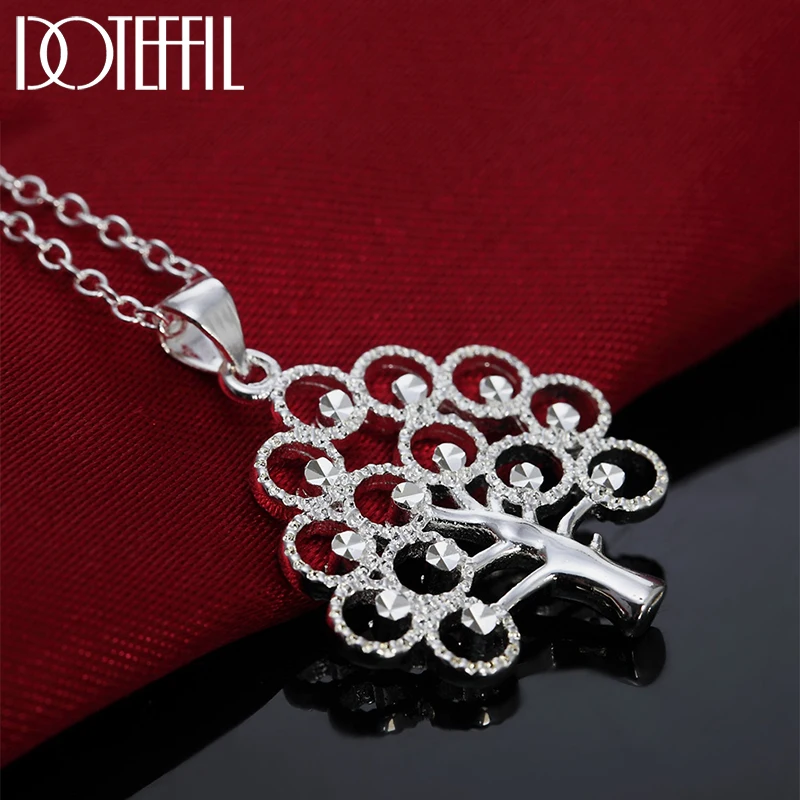 

DOTEFFIL 925 Sterling Silver 18-30 Inch Chain Tree Pendant Necklace For Woman Wedding Engagement Party Fashion Charm Jewelry