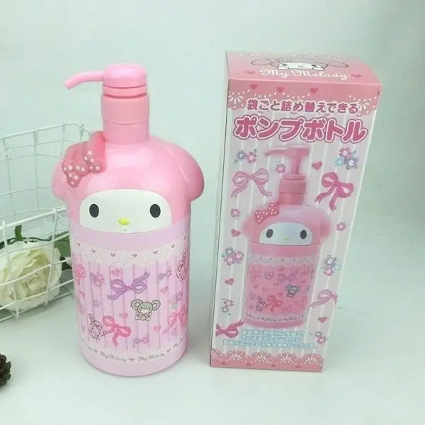 Dispensador de botellas de jabón Anime Melody Sanrio, botella de distribución de líquidos de alta capacidad Kawaii Hello Kitty, suministros de baño 1000