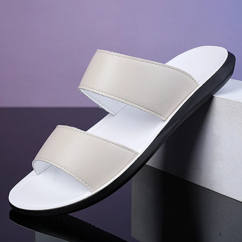 Men's Fashionable All-Match Trendy Beach Slippers Anti-Slip Comfortable Sandals Slip-On Summer Footwear-2501