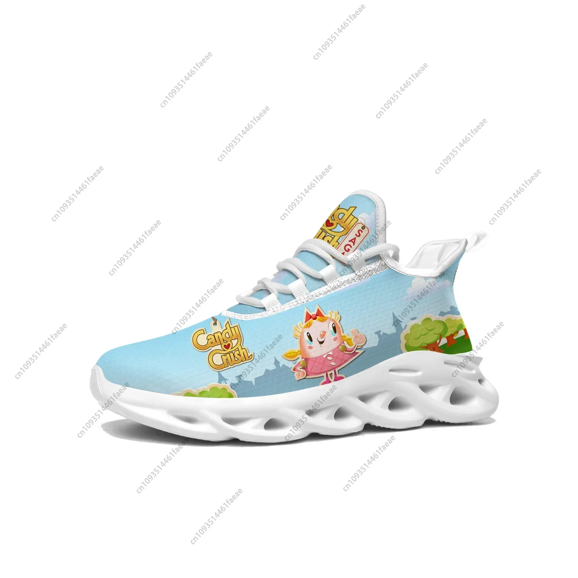 

Кроссовки Candy Crush Saga с героями мультфильмов, мужские и женские подростковые модные спортивные кроссовки, высококачественная обувь на шнуровке на заказ
