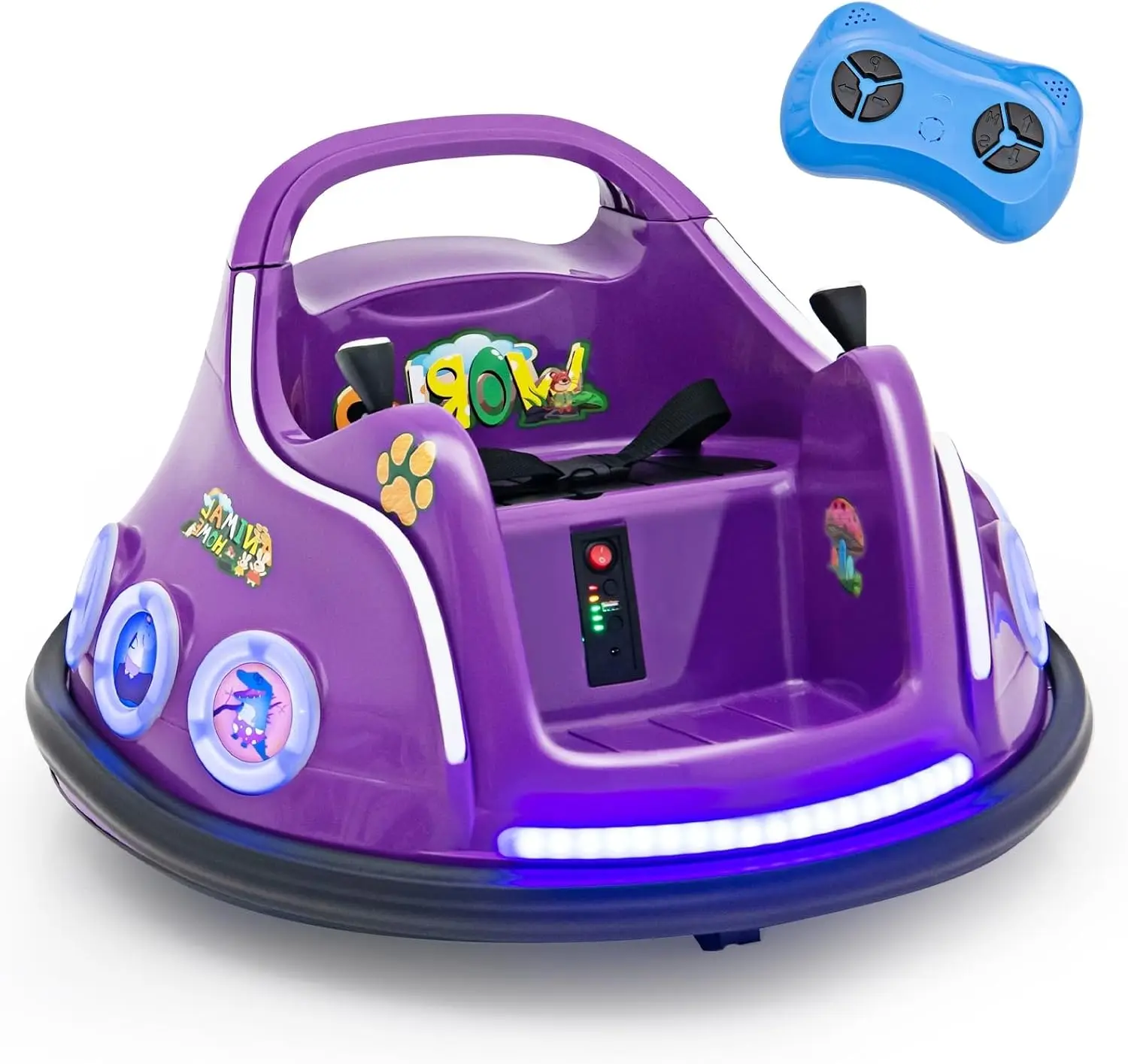 GLACER 12V Kids Bumper Car, 3-Speed Kids Ride on Bumper Car w/ 360 Degree Rotation, Remote Control, Wireless Connection, Light &