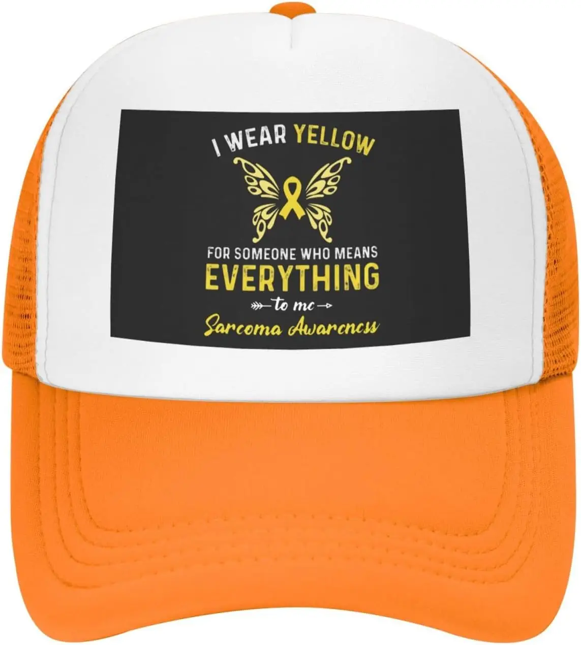 Yellow Ribbon Sarcoma Awareness Trucker Hat Unisex Polyester Mesh Baseball Snapback Cap Casual Outdoor