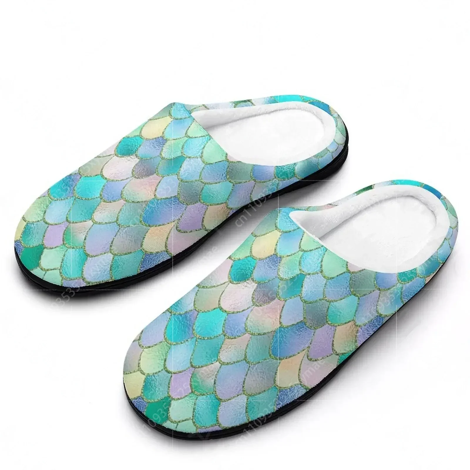 Mermazing Mermaid Fish Scales Scale Wave Japanese 1 Sandals Plush  Casual Keep Warm Shoes Thermal  Mens Womens Slipper House A