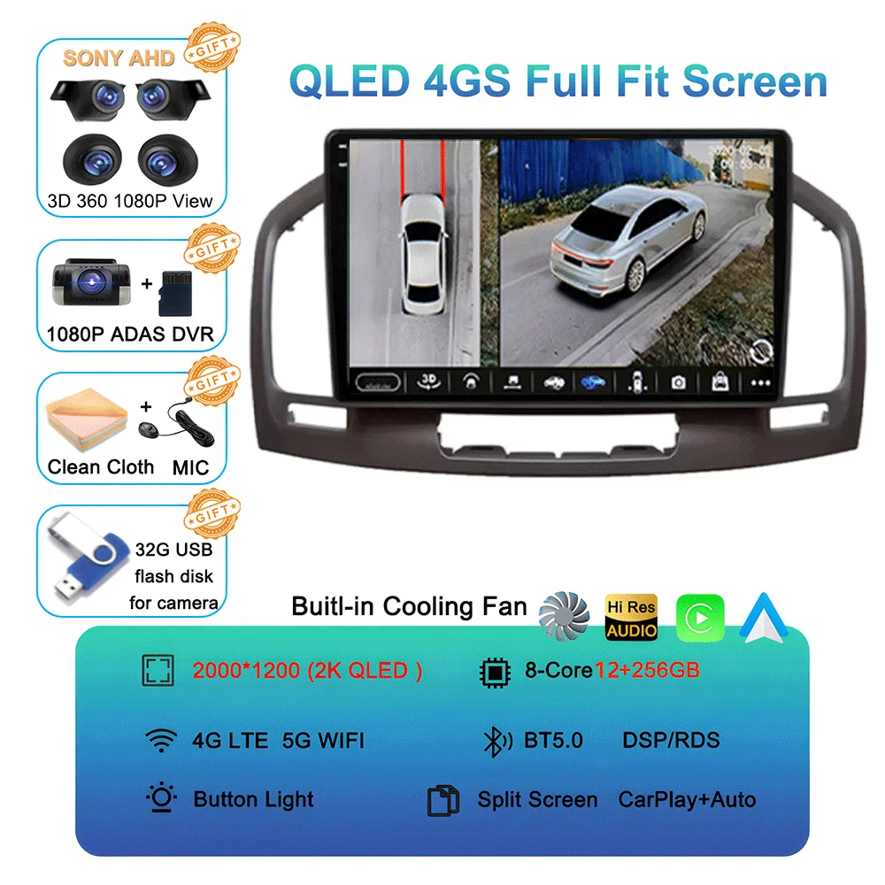 Android 16 Carplay Autoradio WIFI + 4G Voor Buick Regal Opel Insignia 2009 2010 2011 2012 2013 Multimidia Speler GPS Navi Stereo BT