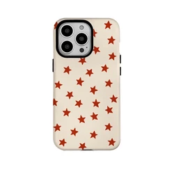 Ins Korean Red and Yellow Stars Case for IPHONE 16 ProMax 15 14 13 12 11 PRO Plus Acrylic TPU Two in One Magnetic Phone Cases