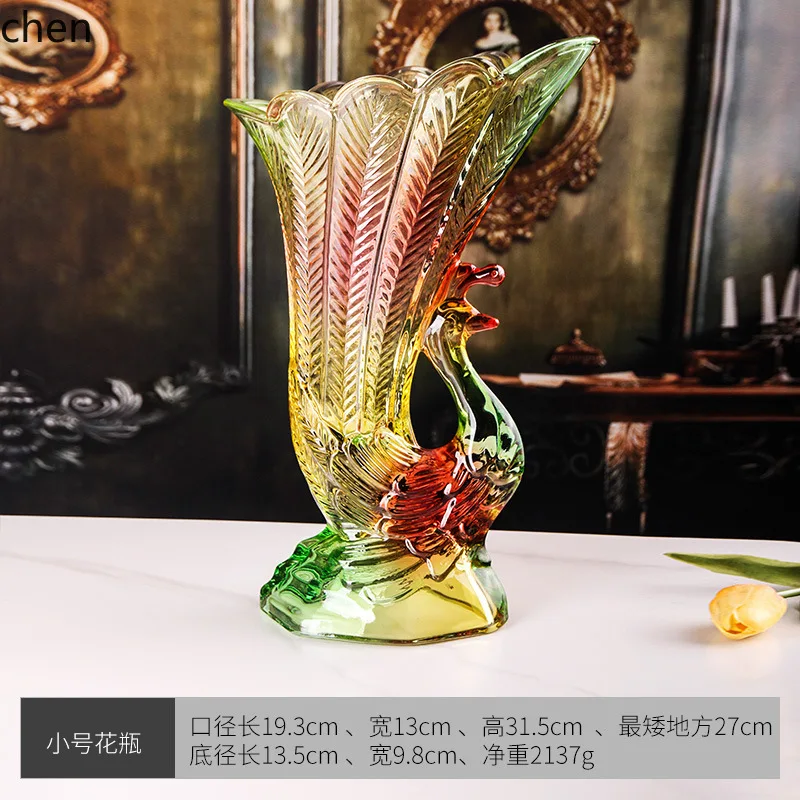 

Zml crystal glass vase - artistic peacock design - creative home decor vase - home ornament