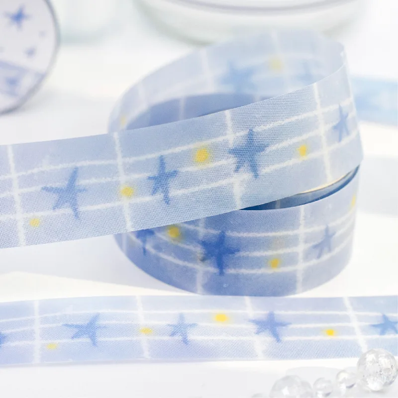 350mm/roll Blue Simple Material Stickers DIY Scrapbook Decoration Diary Junk Journal Aesthetic Stickers