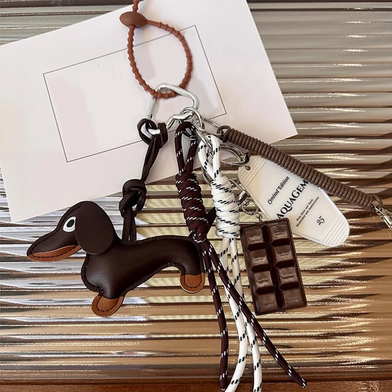 Cute Dachshund Keyring Bag Pendant Ball Suitable For Mobile Phone Bag Pendant Accessory Keychain Couple Pendant