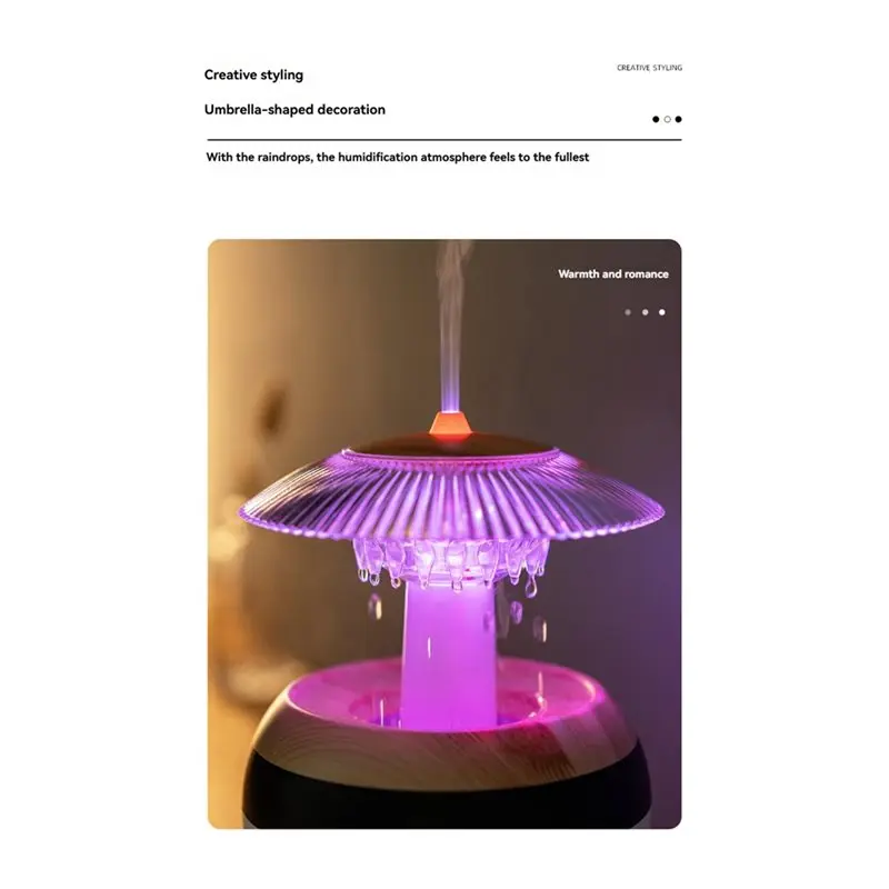 AT28-Raindrop Humidifier For Bedroom 450Ml Cool Mist Humidifier