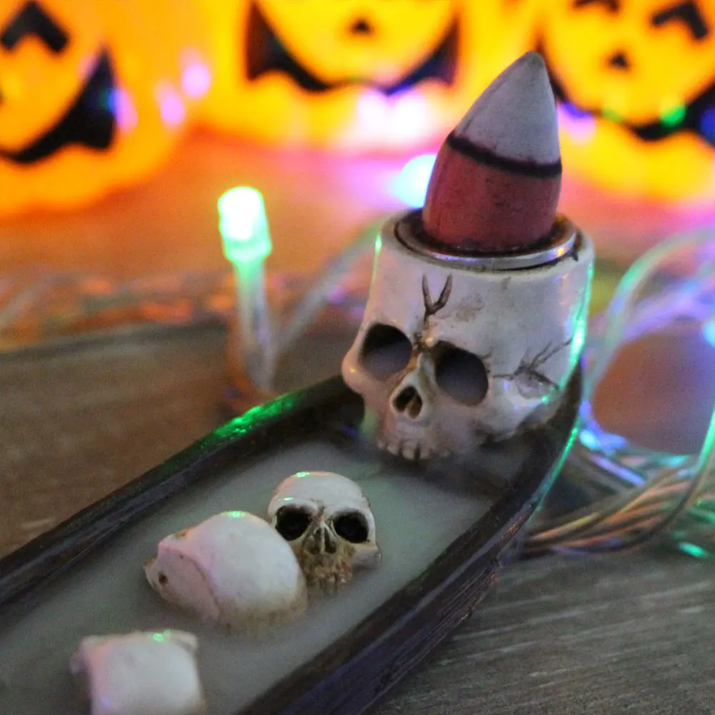 Creative Skull Incense Holder Resin Halloween Decor Boat Decorative Incense Holder Skull Incense Burner Awesome And Ideal Gifts