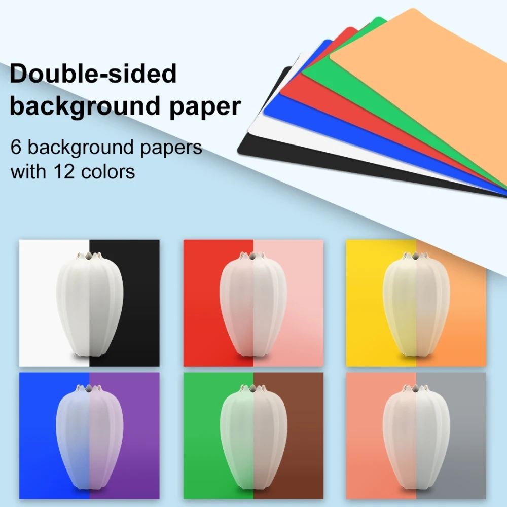 Лайтбокс складной для фотостудии, 25 см, 6 листов/12 цветов