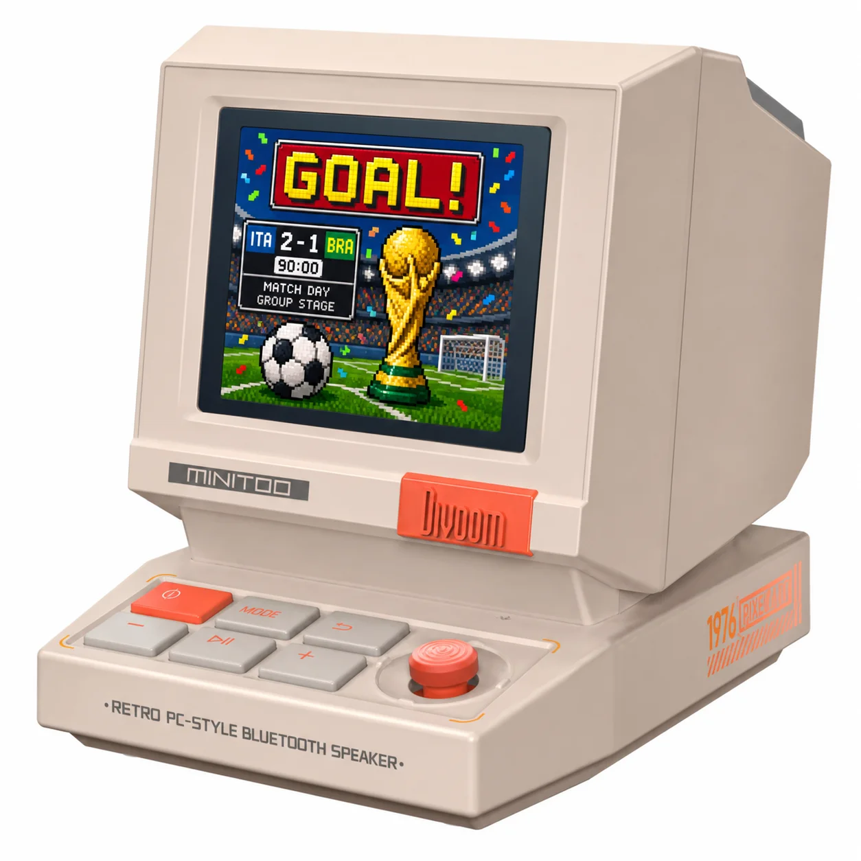 Divoom MiniToo-altavoz Retro con Bluetooth, caja de música portátil con pantalla de píxeles, estilo ordenador Retro, regalo