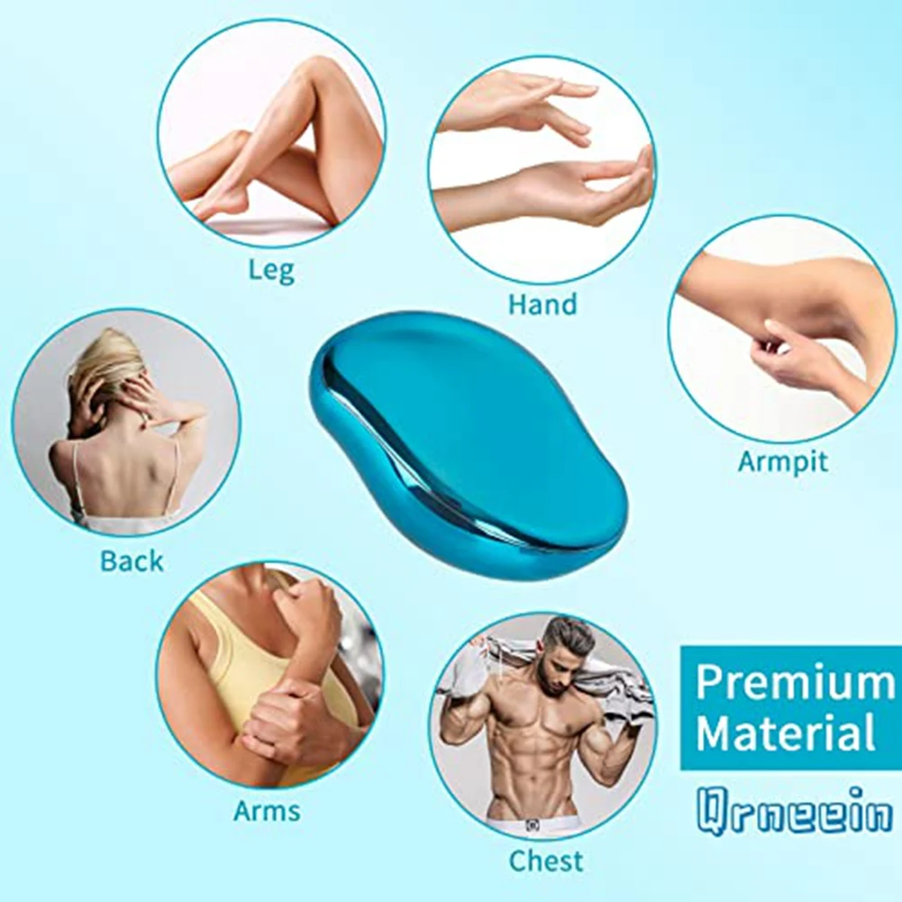 Depilatore di cristallo magico indolore per donna uomo strumento esfoliante per gomma per la depilazione per braccia gambe schiena, nero
