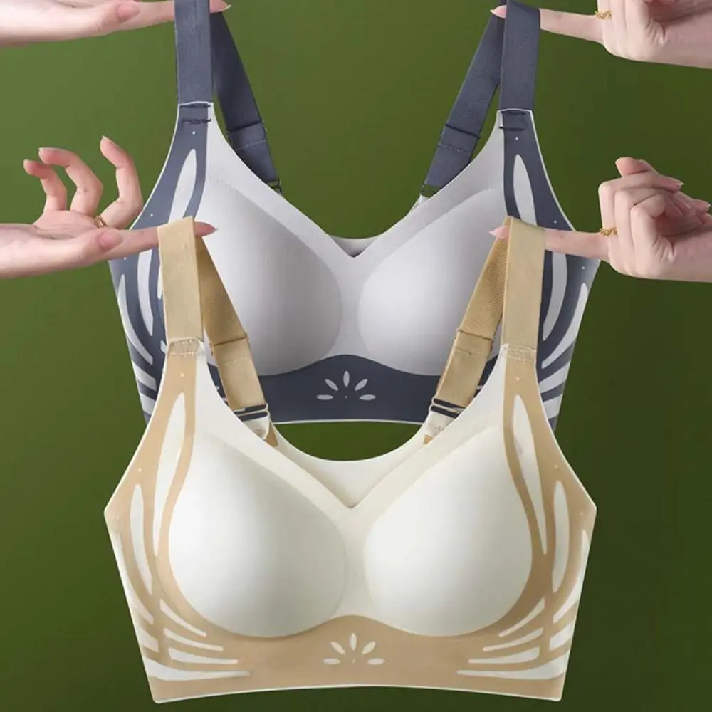 Soutien-gorge doux sans fil, grande tasse, décolleté en V profond, Patchwork, sous-vêtements Push Up, seins froncés, brassière antichoc pour femmes et filles