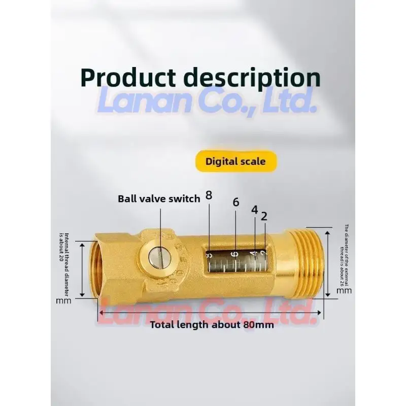 1PCS Full-Copper Flowmeter Float Flow Balancing Valve Solar Workstation Balance Controller Pipeline with Ball Valve Regulation