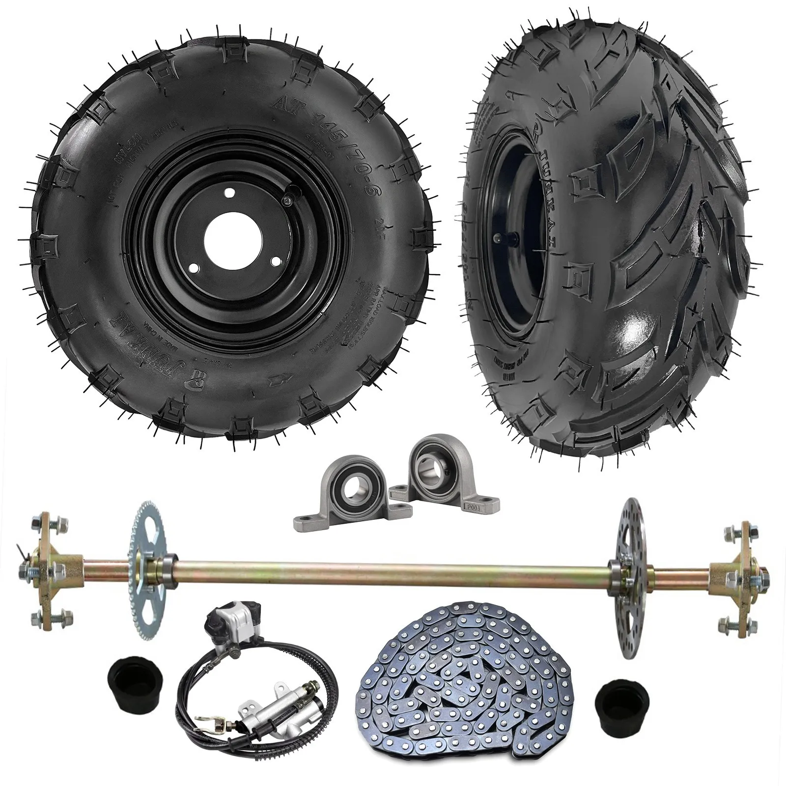 

145x70-6 Tire Tyre Wheel Braking 29" Rear Axle Assy for ATV Quad Go Kart Buggy