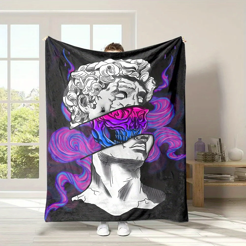 

Фланелевое одеяло с художественным рисунком в стиле поп-арт, подходящее для всех сезонов, подходящее для гостиной, офиса, дивана и путешествий.