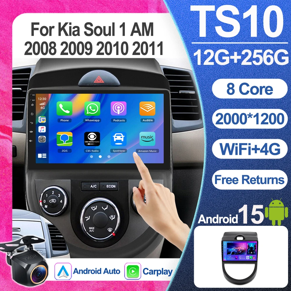 

Android 15 For Kia Soul 1 AM 2008 2009 2010 2011 5G WIFI Car Radio screen Carplay Navigation Multimedia Stereo Player QLED GPS