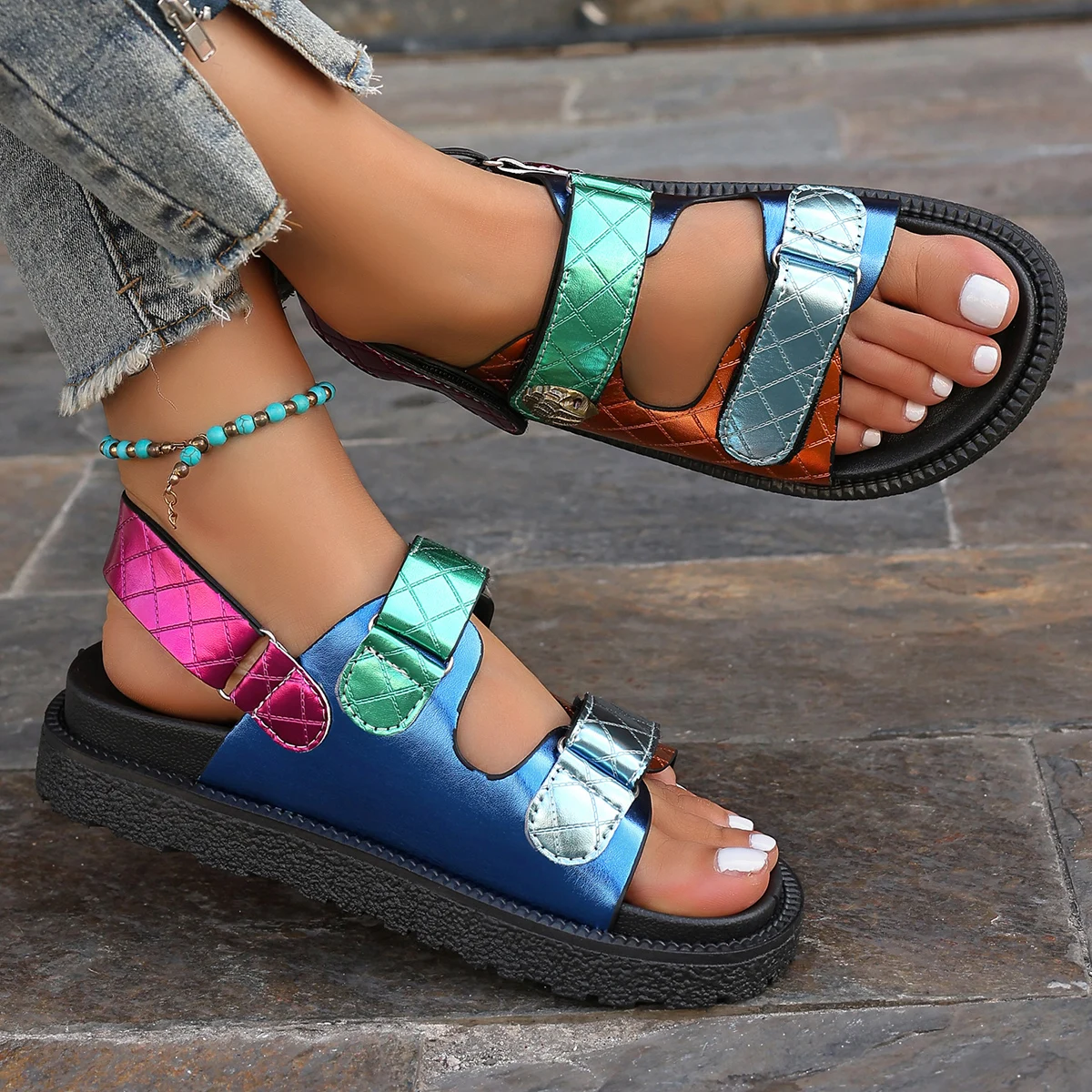 Sommer Flache frauen Schuhe Hanf Seil Set Fuß Strand Sandalen Outdoor Alle-spiel Casual Hausschuhe Große Größe Frauen sandalen