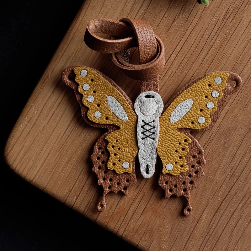 

Подвеска-бабочка, подвеска-сумка из французской овчины, сумка-подвеска для телефона, брелок из натуральной кожи ручной работы.