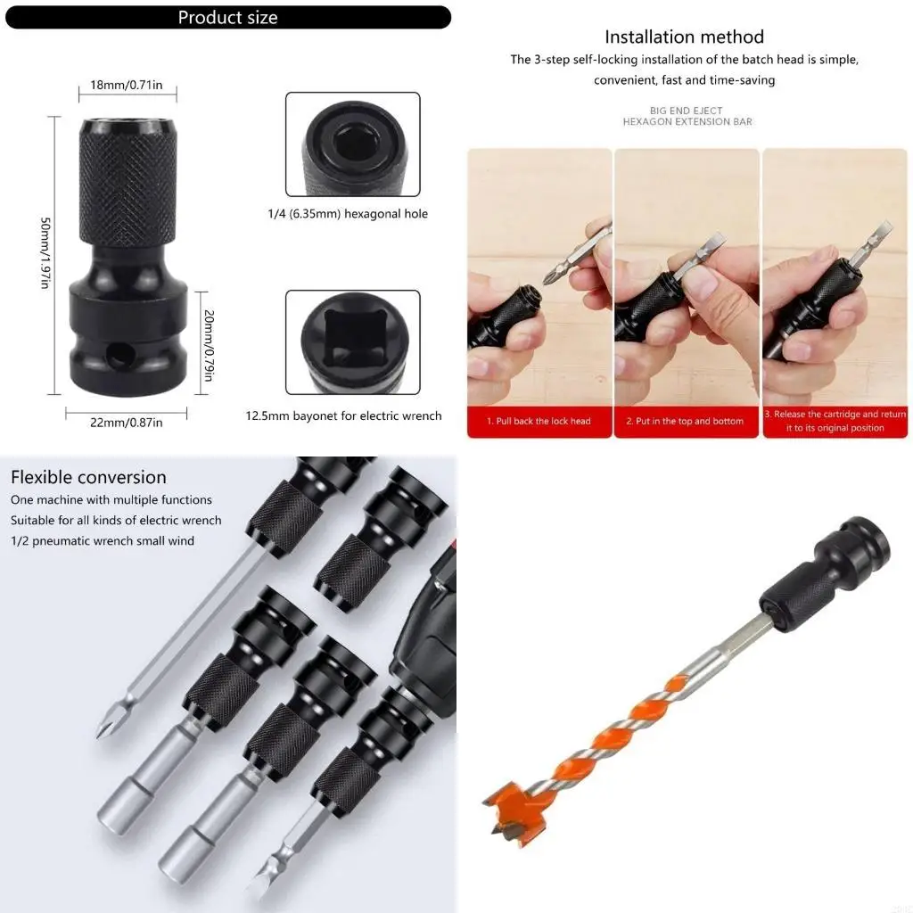 

203C Efficient Chrome Vanadiums Steel Hexagonal Bit Adapter Hexagonal Bit Converter for Expanding Your Hand Tool Assortment