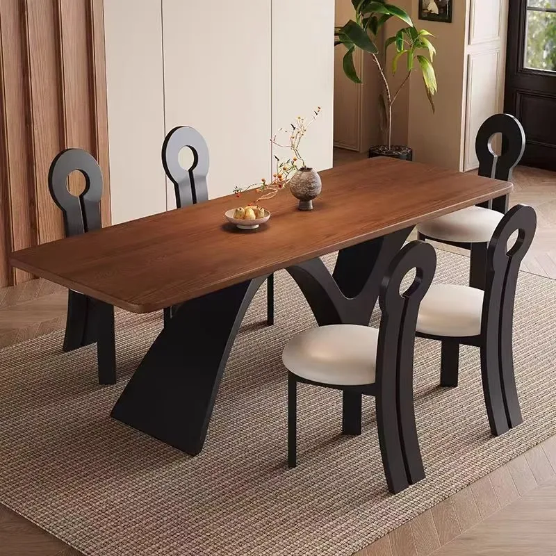 

High End Simple Long Dinner Table Wood Rectangularretro Dining Table Simple Creative Designer Dinner Table For Home Restaurant