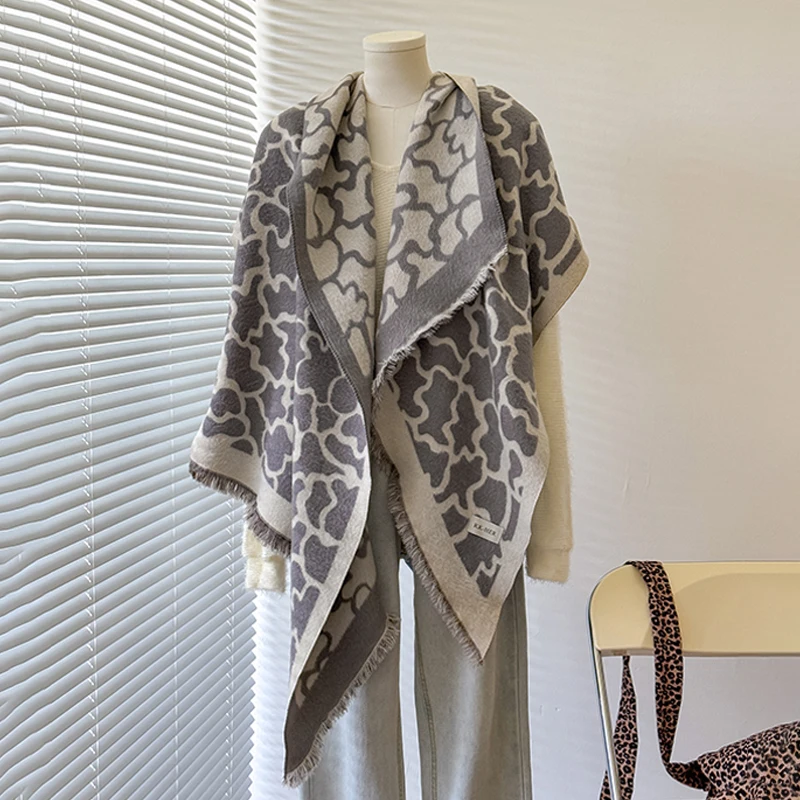 2025 New Design Women's Winter Cashmere Scarf - Elegant Warm Leopard Print Pashmina Shawl, Poncho & Bufanda image 2