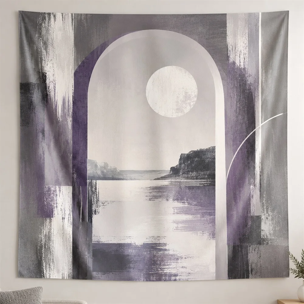 VIKAMA Brush Stroke Abstract Framed Panel Tapestry Wall Hanging, Modern Wall Decor Tapestries for Nursery Kids Room Bedroom