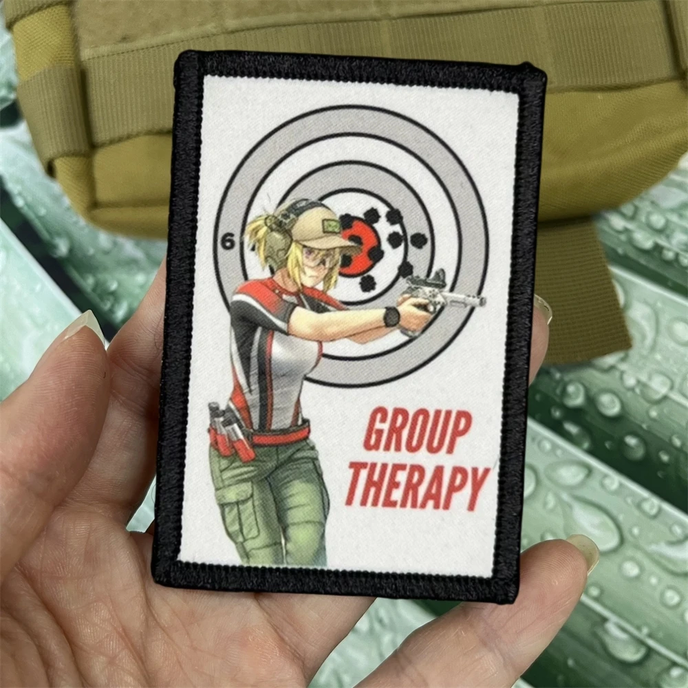 Group Theropy Gun Anime Air Gun Girl 194 Morale Badge Patches Tactical Army Backpack Hook and Loop Printed Stickers