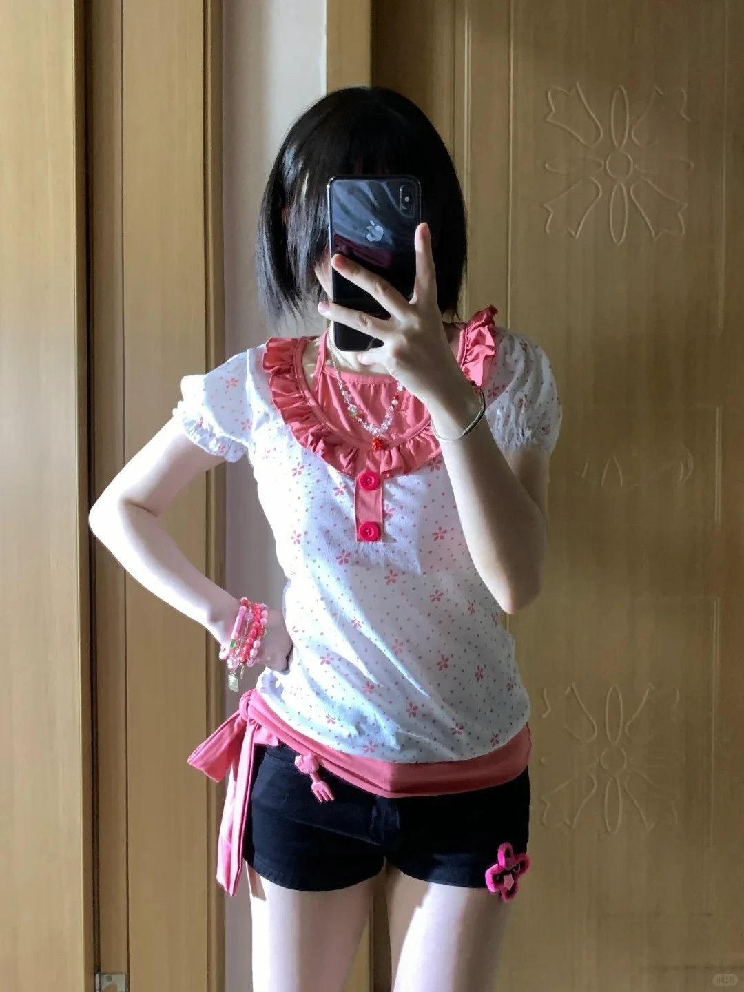 

2026 Summer Women Vintage Fake Two-Piece Top Y2K Floral Print Ruffle Collar Halter Tie Slim Fit Sweet Spicy Casual Blouse 2026