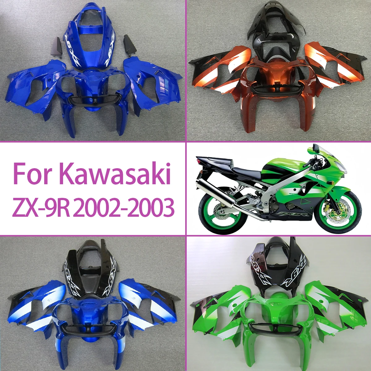 

2002 2003 ZX-9R ABS Plastic Complete Fairing Set Fit For 02 03 Kawasaki ZX-9R High Quality Motorcycle Fairings