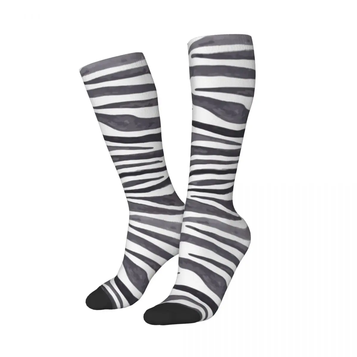 Zebra Black And White Watercolor Style Socks Harajuku High Quality Stockings All Season Long Socks Accessories for Unisex Gifts