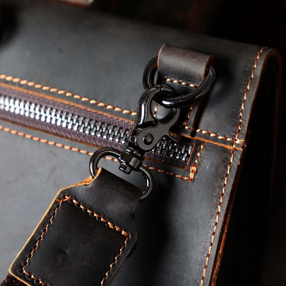 Vintage Echtleder Herren-Umhängetasche aus Crazy-Horse-Leder, Mini-Handytasche für Schlüssel und Karten – Detail 15